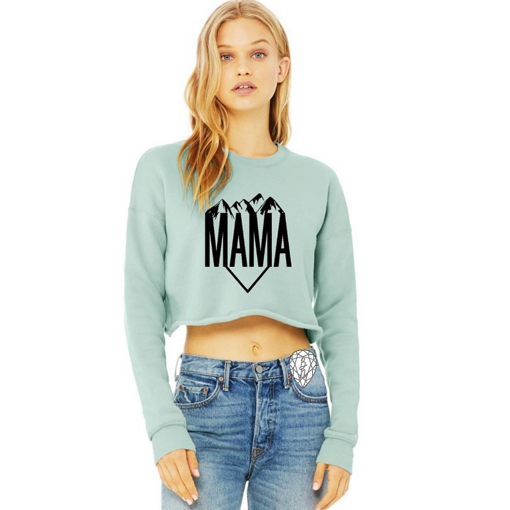 Mountain Mama Cropped Mint Sweatshirt